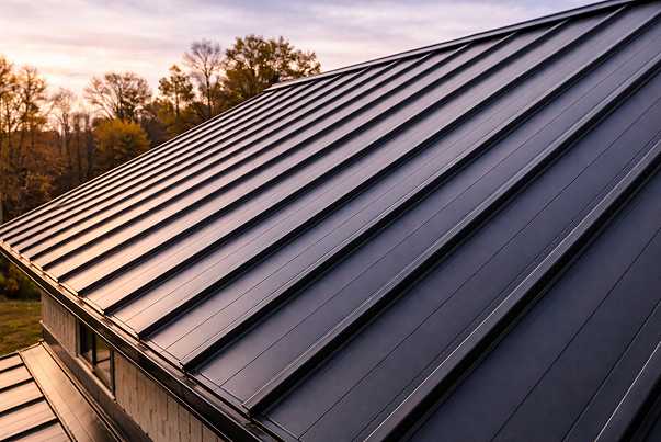 Metal roof with fall trees